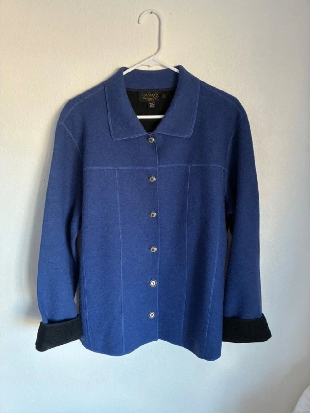 Icelandic Design Blue‎ Wool Blend Button Front Jacket Women's XL